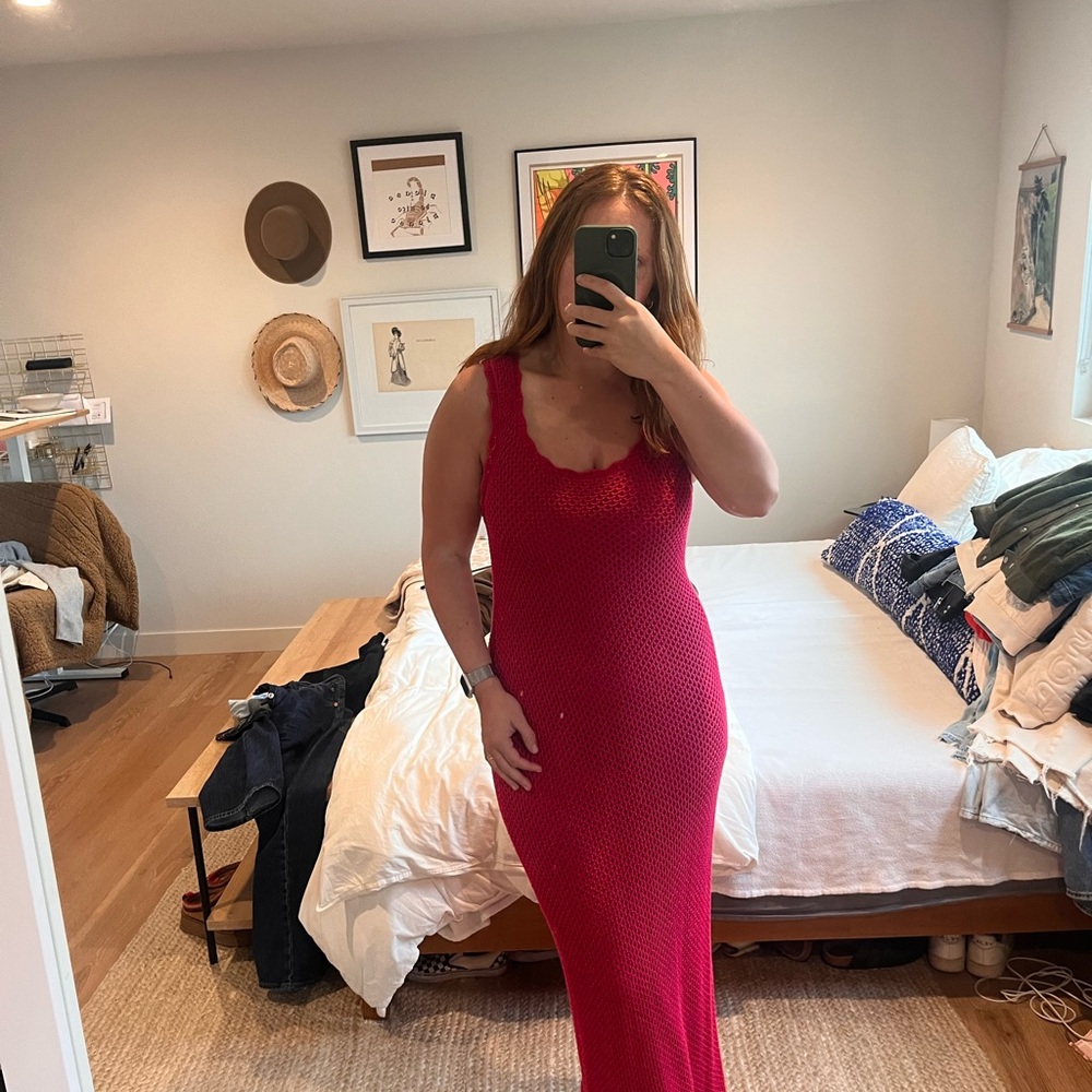 Elegant Hot Pink Sleeveless Dress
